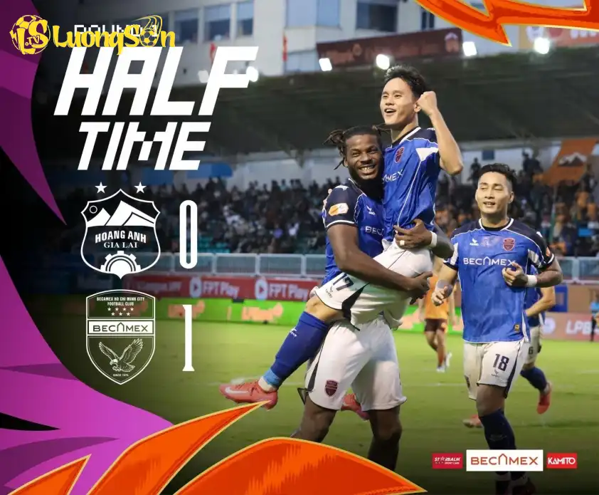 Becamex TPHCM dẫn 1-0 trong hiệp 1 (Ảnh: CLB)